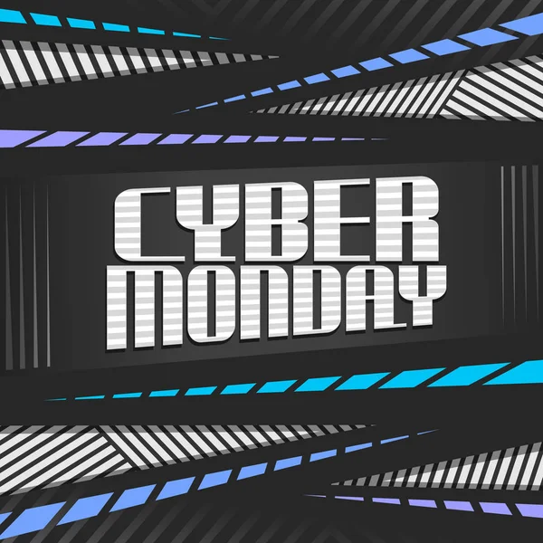 Cartel Vectorial Para Cyber Monday Banner Futurista Gris Con Tipografía — Vector de stock