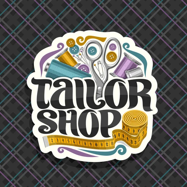 Διάνυσμα Λογότυπο Για Tailor Shop Κόψτε Χάρτινη Ετικέτα Σύνολο Εργαλείων — Διανυσματικό Αρχείο