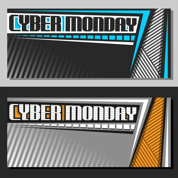 Vector Banners Cyber Monday Copy Space Grey Futuristic Flyers Original — Stock Vector
