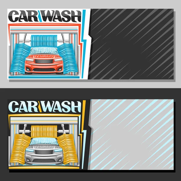 Vector Banners Voor Automatische Autowassen Met Kopie Ruimte Illustratie Van — Stockvector