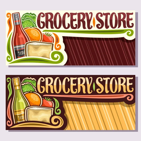 Vector Banners Voor Supermarkt Met Kopie Ruimte Folders Met Rode — Stockvector