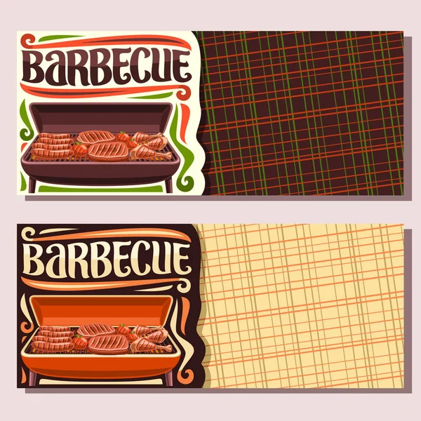 Vector Banners Voor Barbecue Met Kopie Ruimte Uitnodigen Kaartjes Met — Stockvector