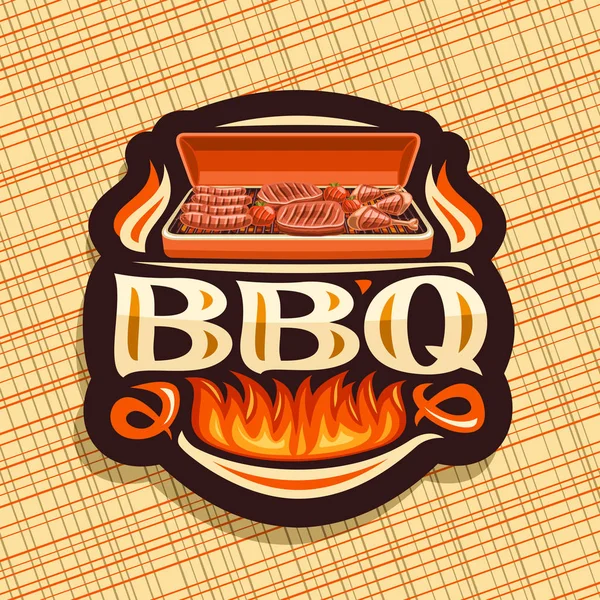 Logo Vectorial Para Barbacoa Icono Decorativo Oscuro Con Frankfurters Asados — Vector de stock