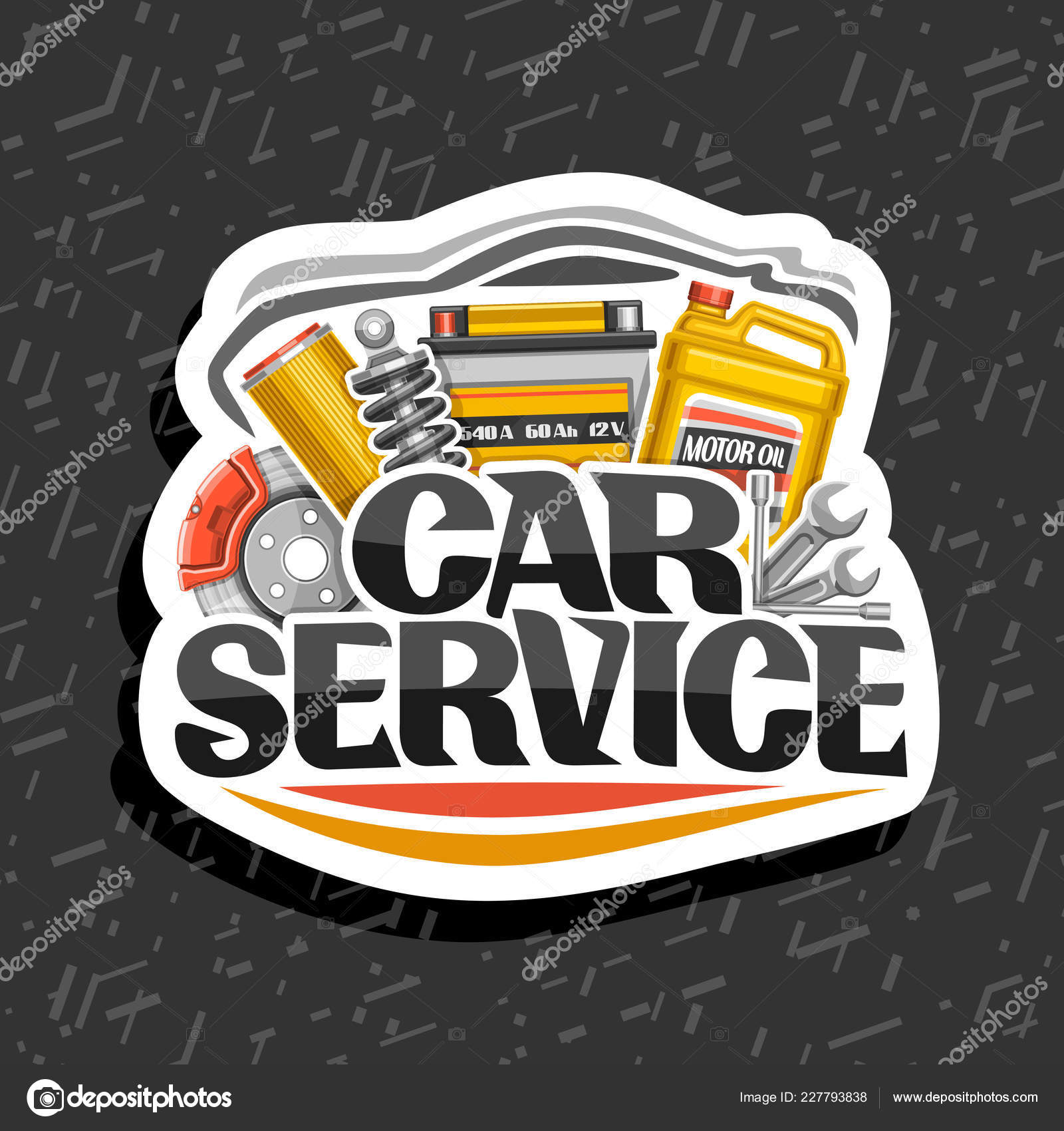 Vector Logo Car Service White Design Sticker Set Different Auto