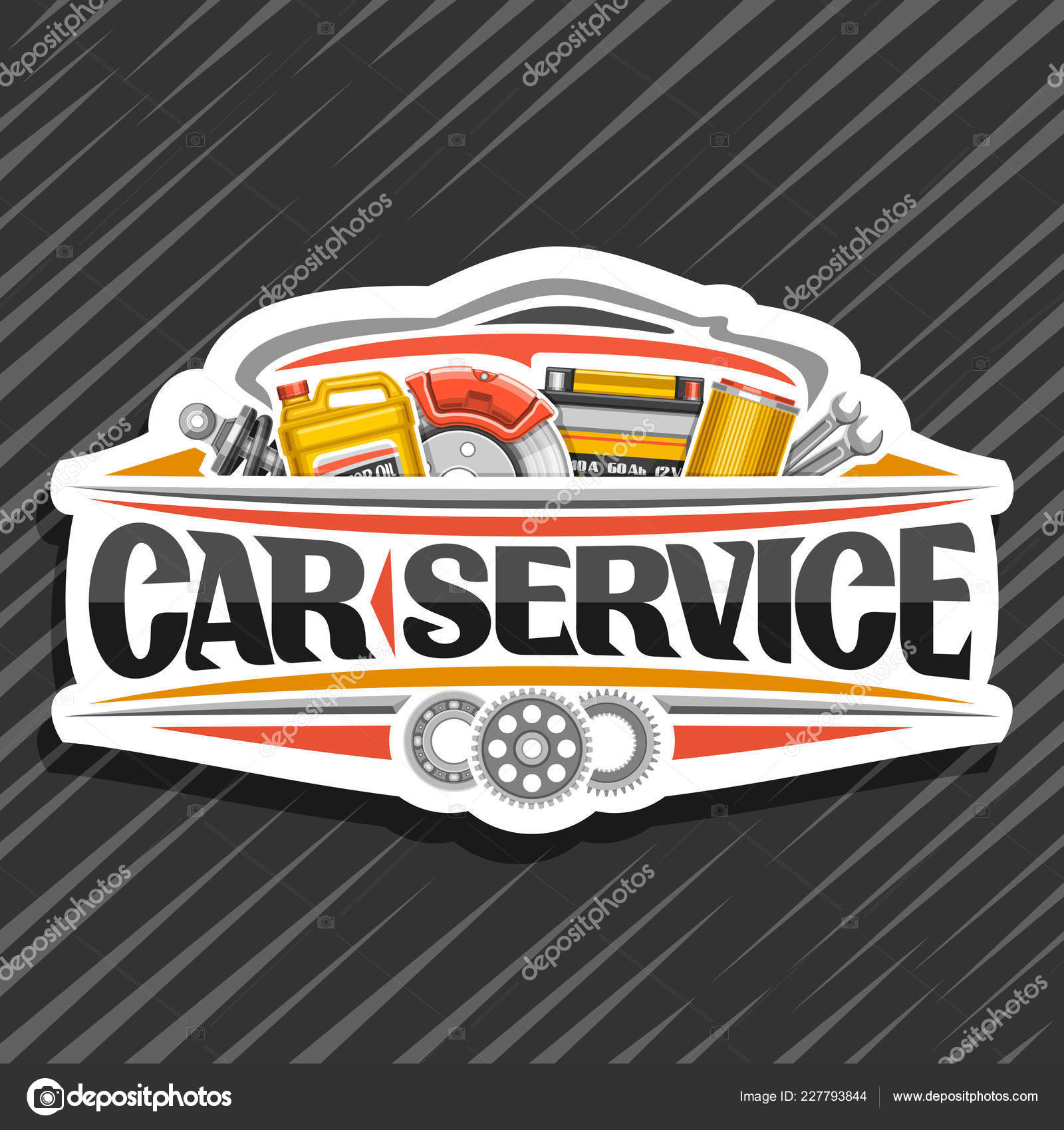 Vector Logo Car Service White Design Sticker Set Different Auto