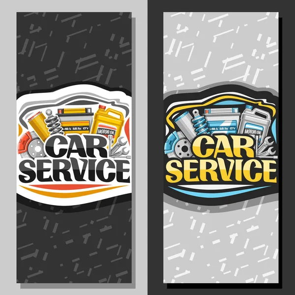 Bandeiras Vetor Para Serviço Carro Folhetos Com Conjunto Diferentes Autopeças —  Vetores de Stock