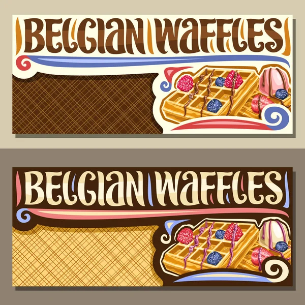 Bandeiras Vetoriais Para Waffles Belgas Com Espaço Cópia Folhetos Com — Vetor de Stock