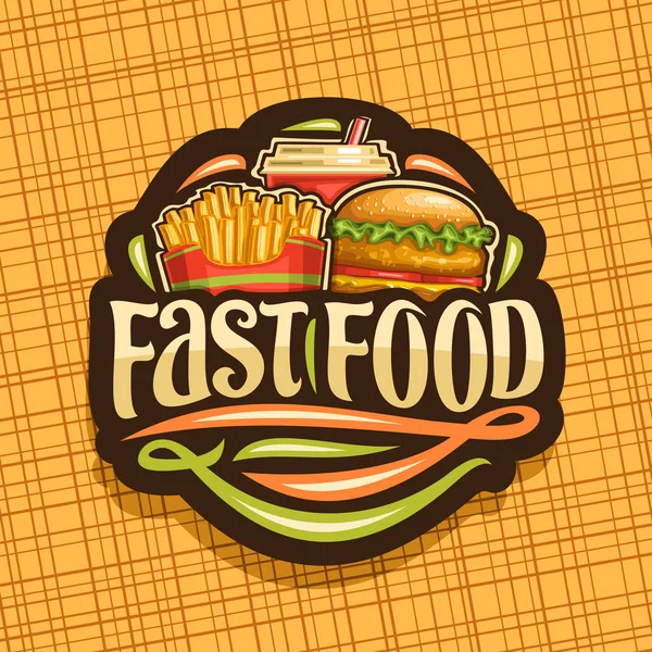 Logo Vektor Untuk Fast Food Stiker Dengan Satu Set Burger - Stok Vektor