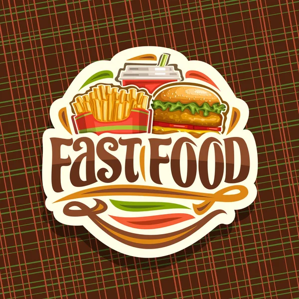 Logo Vektor Untuk Fast Food Stiker Dengan Satu Set Burger - Stok Vektor