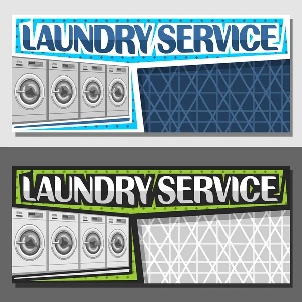 Vector Banners Laundry Service Copy Space Brochures Automatic Washing Machine — Stock Vector