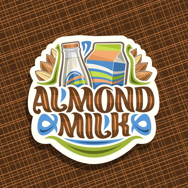 Logotipo Vectorial Para Leche Almendras Icono Papel Cortado Con Ilustración — Vector de stock