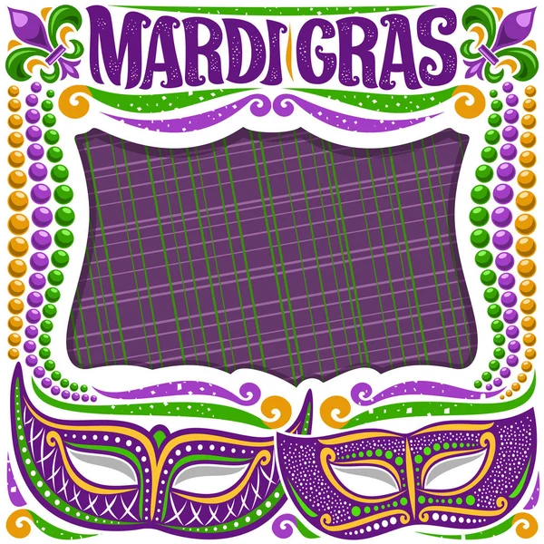 Marco Vectorial Para Mardi Gras Con Espacio Copia Diseño Blanco — Archivo Imágenes Vectoriales