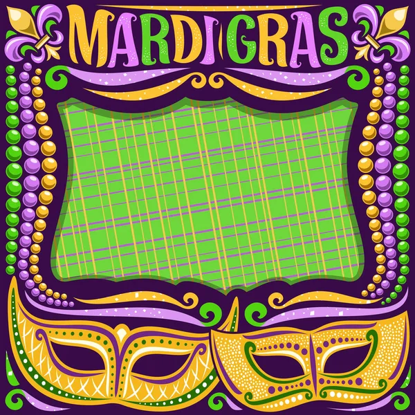 Vektorrahmen Für Mardi Gras Mit Kopierraum Dunkles Layout Mit Abbildung — Stockvektor
