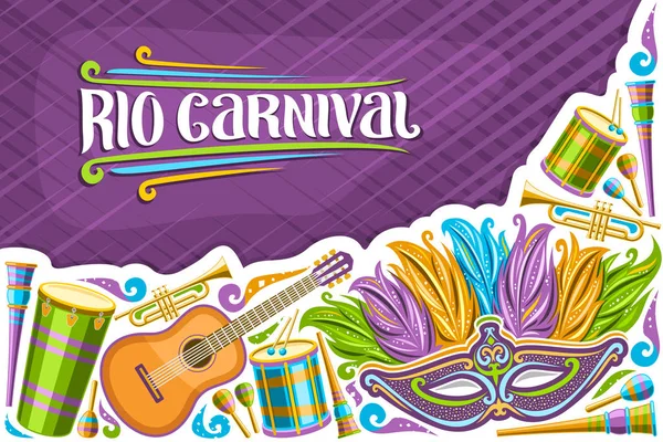 Vector Greeting Card Rio Carnival Copy Space Illustration Colorful Venetian — Stock Vector