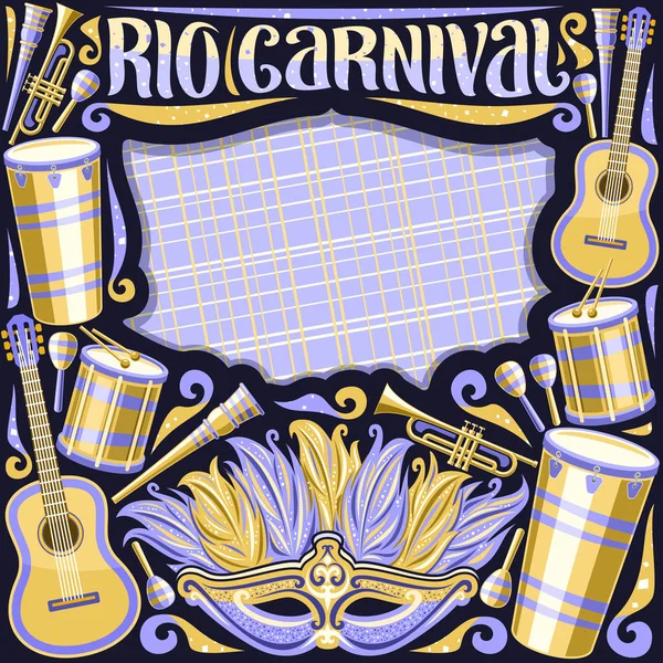 Moldura Vetorial Para Carnaval Rio Com Espaço Cópia Ilustração Máscara —  Vetores de Stock