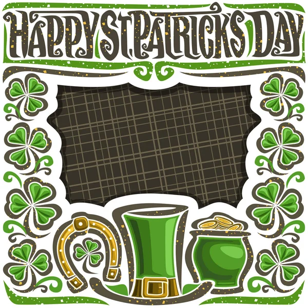 Vector Poster Voor Saint Patrick Day Wit Frame Met Kopie — Stockvector