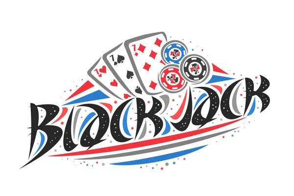 Vektor Logo Blackjack Három Hetes Különböző Ruhák Eredeti Díszítő Ecset — Stock Vector