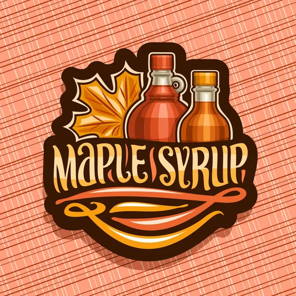 Vector Logo Maple Syrup Black Decorative Tag Different Bottles Sweet — Stock Vector