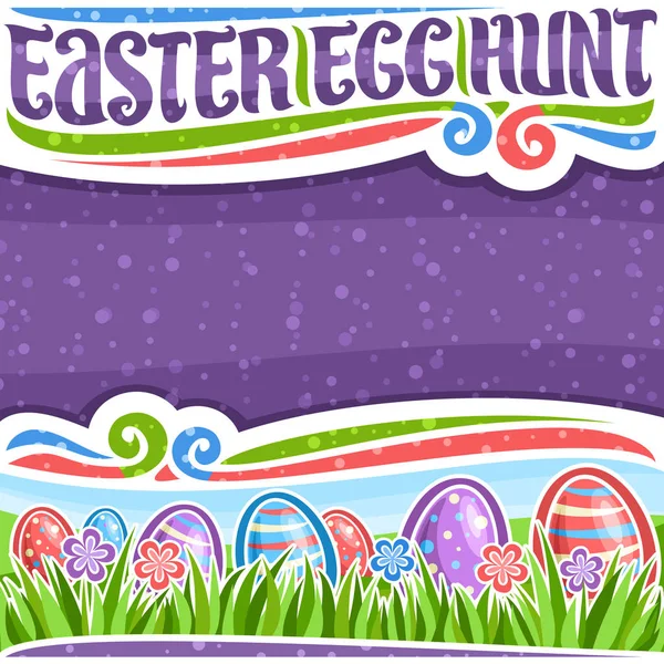 Vector Poster Easter Egg Hunt Copy Space White Frame Blue — Stock Vector