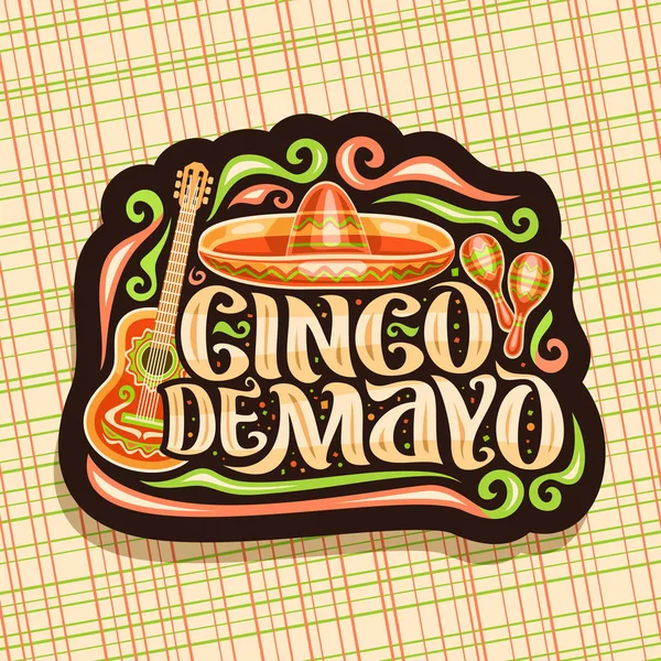 Logo Vektor Untuk Hari Libur Cinco Mayo Tag Gelap Dengan - Stok Vektor