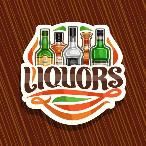 Векторный Логотип Спиртных Напитков Белая Декоративная Вывеска Отдела Гипермаркете Различными — стоковый вектор