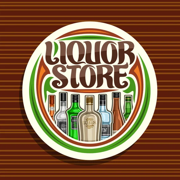 Logo Vectoriel Pour Liquor Store Panneau Rond Blanc Pour Grand — Image vectorielle