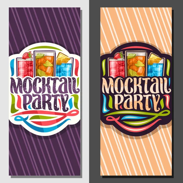 Banderas Verticales Vectoriales Para Mocktail Party Bebidas Sin Alcohol Letras — Vector de stock