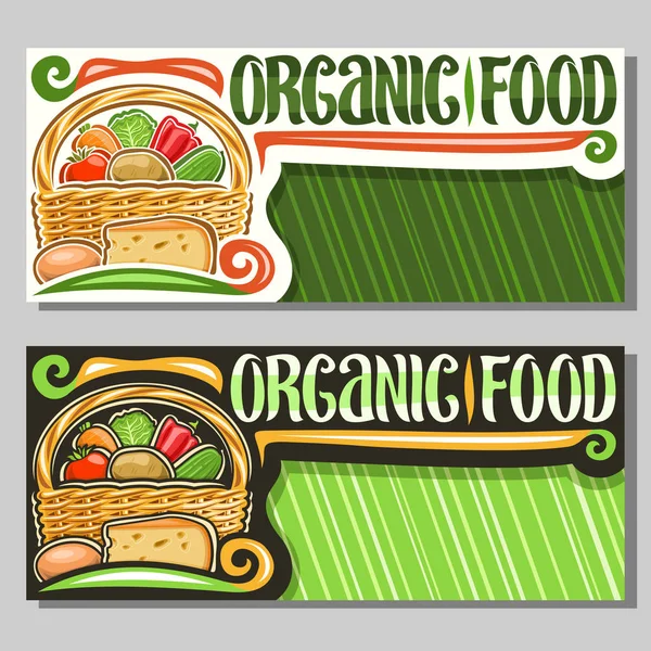 Banderas Vectoriales Para Alimentos Orgánicos Con Espacio Para Copias Diseños — Vector de stock