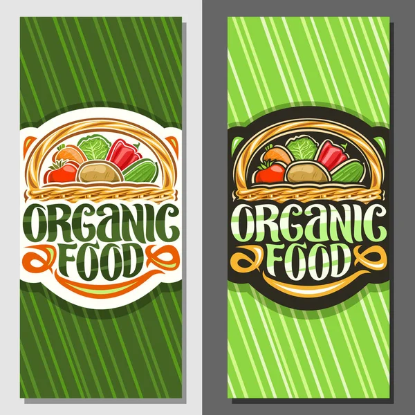 Banderas Vectoriales Para Alimentos Orgánicos Diseños Con Conjunto Montones Varias — Vector de stock