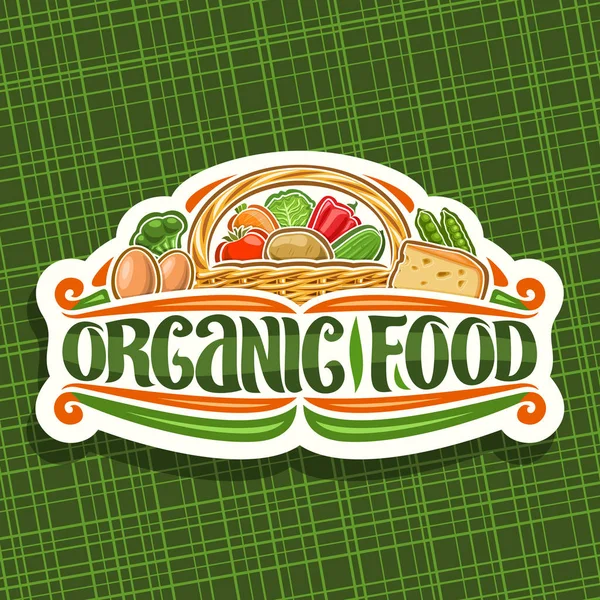 Logotipo Vectorial Para Alimentos Orgánicos Tablero Letreros Papel Cortado Con — Vector de stock