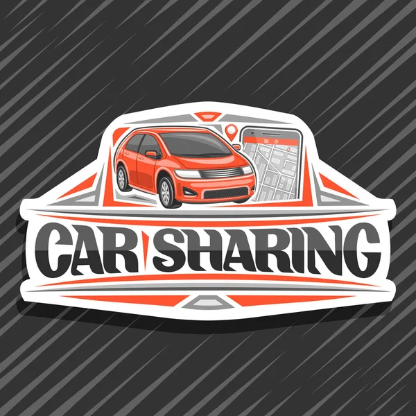 Vector Logo Voor Auto Sharing Bedrijf Witte Decoratieve Badge Met — Stockvector