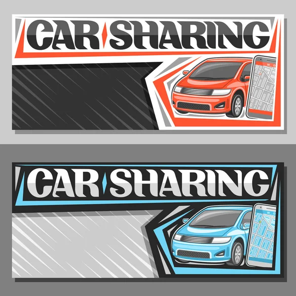 Banderas Vectoriales Para Uso Compartido Automóviles Con Espacio Para Copias — Vector de stock