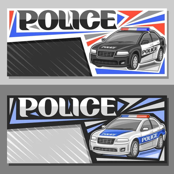 Vector Banners Voor Politie Auto Lay Outs Met Illustratie Van — Stockvector