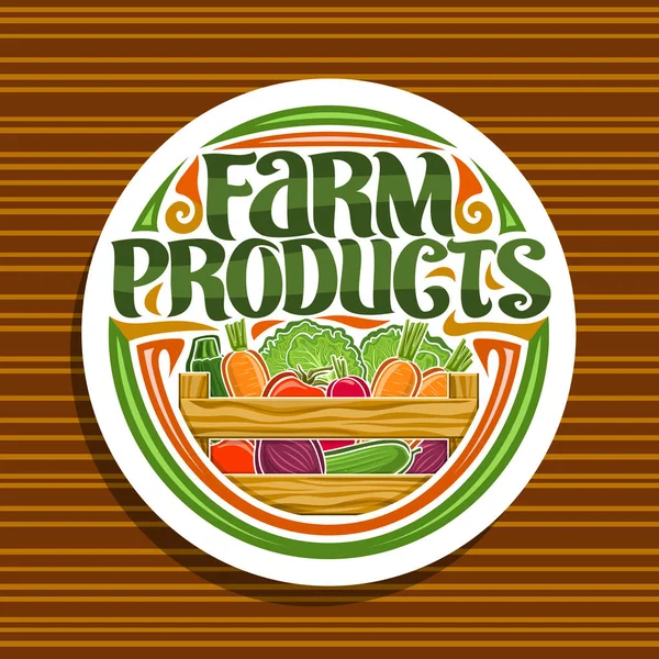 Logotipo Vectorial Para Productos Agrícolas Señalización Blanca Con Montón Calabacín — Vector de stock