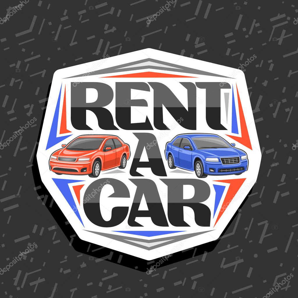 Logotipo vectorial para Rent a Car, etiqueta decorativa blanca con 2 ...