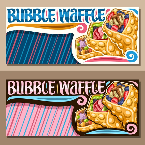 Banderas Vectoriales Para Bubble Waffle Con Espacio Copia Azul Rosa — Vector de stock