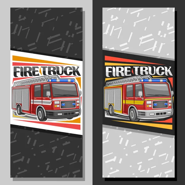 Vector Layouts Fire Truck Brochure Illustration Red Modern Firetrucks White — Stock Vector