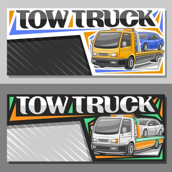 Vektorlayout Til Tow Truck Med Kopiplads Folder Med Illustration Evakuator – Stock-vektor