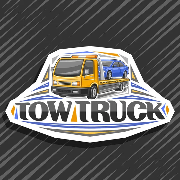 Wektor Logo Dla Tow Truck Dekoracyjne Wyciąć Papier Odznakę Kreskówek — Wektor stockowy