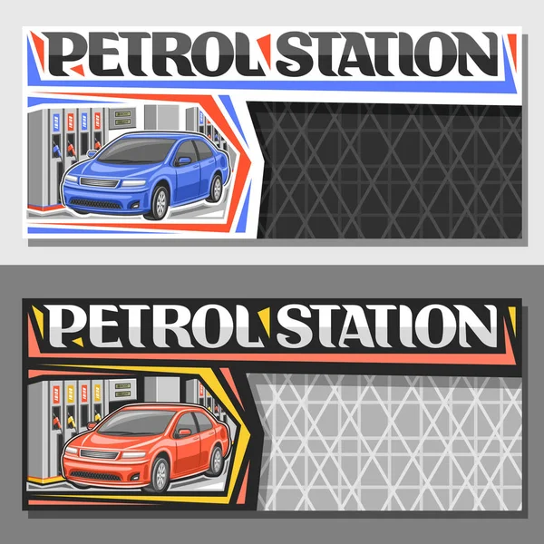 Vector Lay Outs Voor Tankstation Met Kopieer Ruimte Horizontale Banners — Stockvector