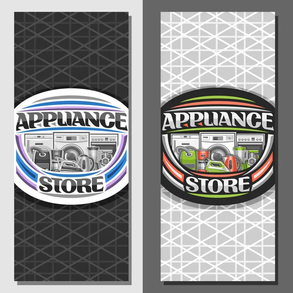 Vector Elrendezések Appliance Store Brossúra Illusztrálja Különböző Fém Háztartási Gépek — Stock Vector