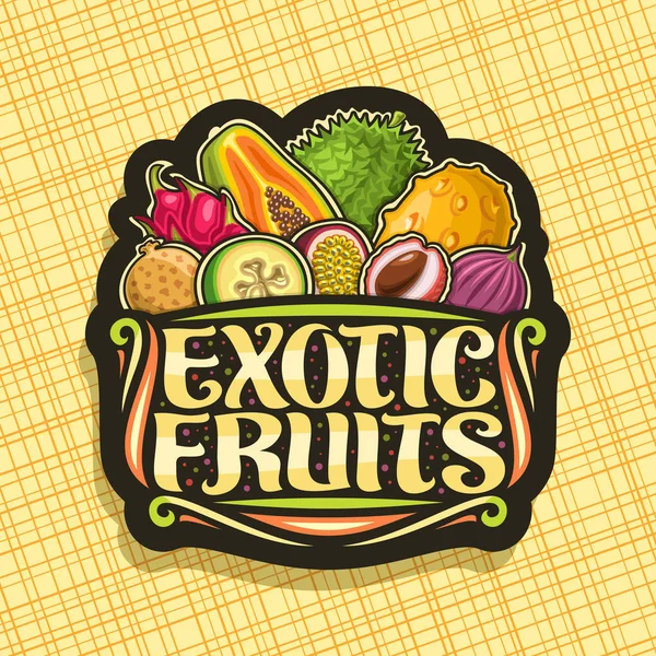 Vektor Logo Für Exotische Früchte Schwarzes Dekorabzeichen Mit Abbildung Von — Stockvektor
