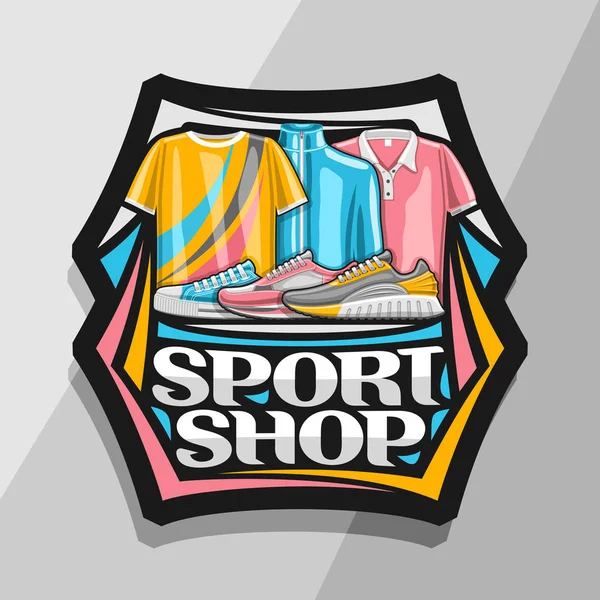 Logo Vectoriel Pour Sport Shop Panneau Décoratif Noir Avec Illustration — Image vectorielle