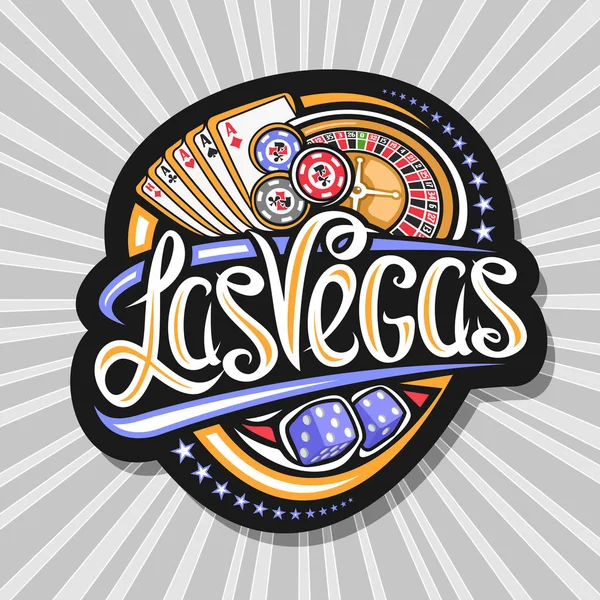 Logotipo Vectorial Para Las Vegas Etiqueta Decorativa Oscura Con Ilustración — Archivo Imágenes Vectoriales