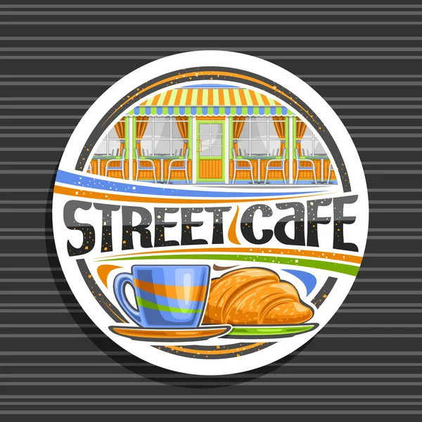 Logo Vectorial Para Street Café Letrero Decorativo Blanco Con Ilustración — Vector de stock