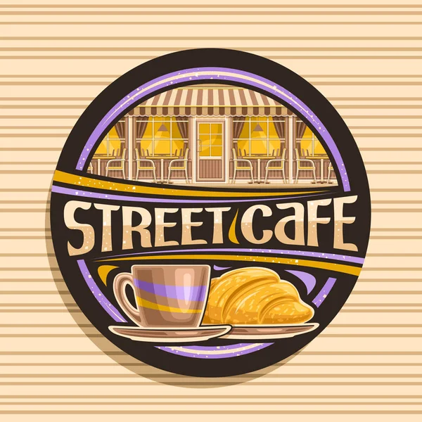 Logotipo Vetor Para Street Cafe Quadro Decorativo Escuro Com Ilustração — Vetor de Stock