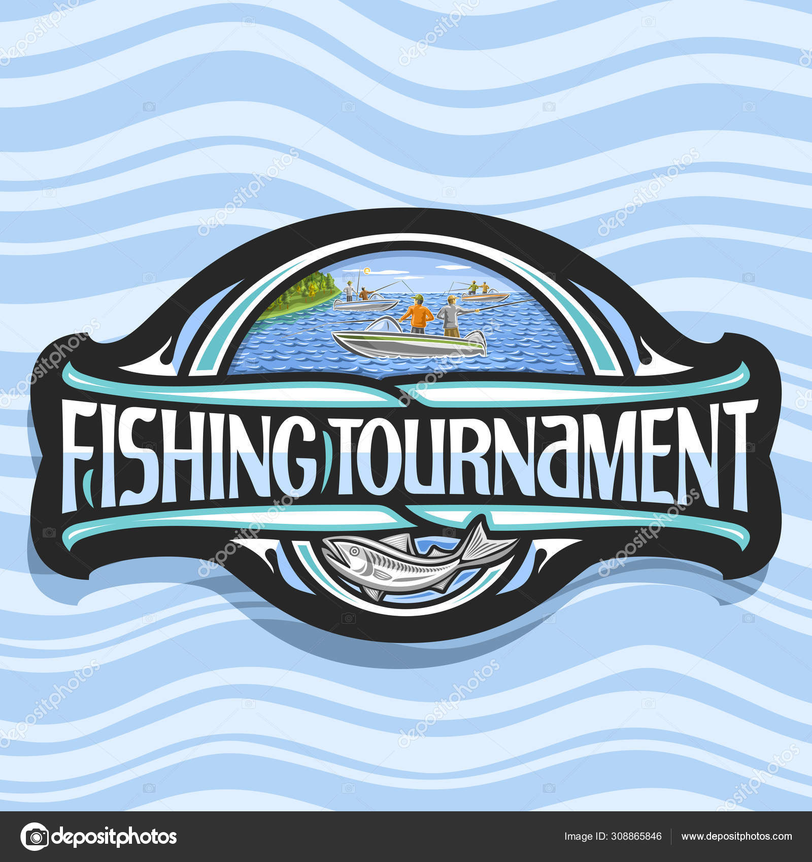 Download Vector Logo Fishing Tournament Black Decorative Emblem ...