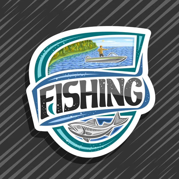 Logo Vectoriel Pour Pêche Emblème Décoratif Papier Découpé Avec Illustration — Image vectorielle
