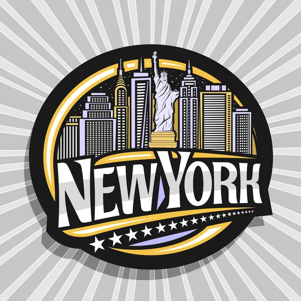 Vector Logo För New York City Mörk Dekorativa Tagg Med — Stock vektor