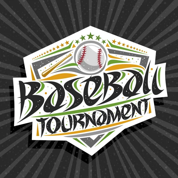 Vector Logo Baseball Tournament Creative Signage Flying Ball Goal Original — Stock Vector